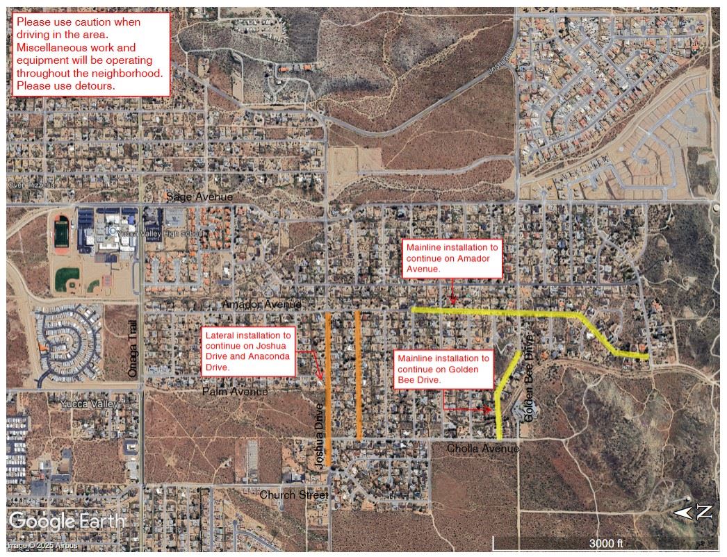 Map of phase 2 sewer project Work Area the week of March 9, 2026